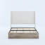 Cadre de grand lit avec tête de lit de 54 po, conception rustique scandinave, toile texturée, support en métal, boîte tout-en-un, structure de tête de lit haute à installation simple, style moderne, chenille, rapide