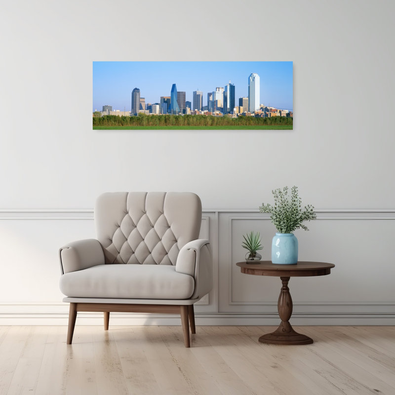 «Skyline Dallas Tx», art contemporain abstrait, art mural de la ville, H 36 po x l 12 po