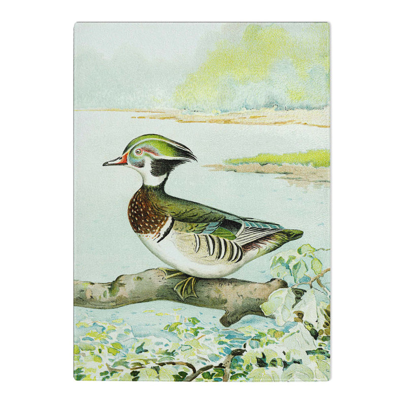 Tempered Glass Male Wood Duck by J.L. Ridgway Chopping Board, 28.5 cm x 39 cm