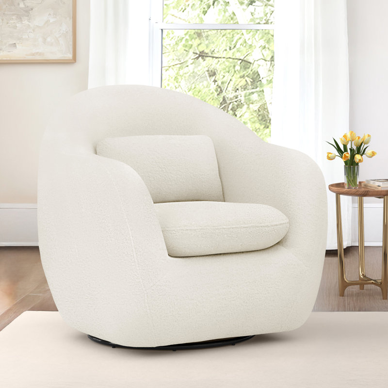 Fauteuil demi-tonneau pivotant Alma, Molleton beige