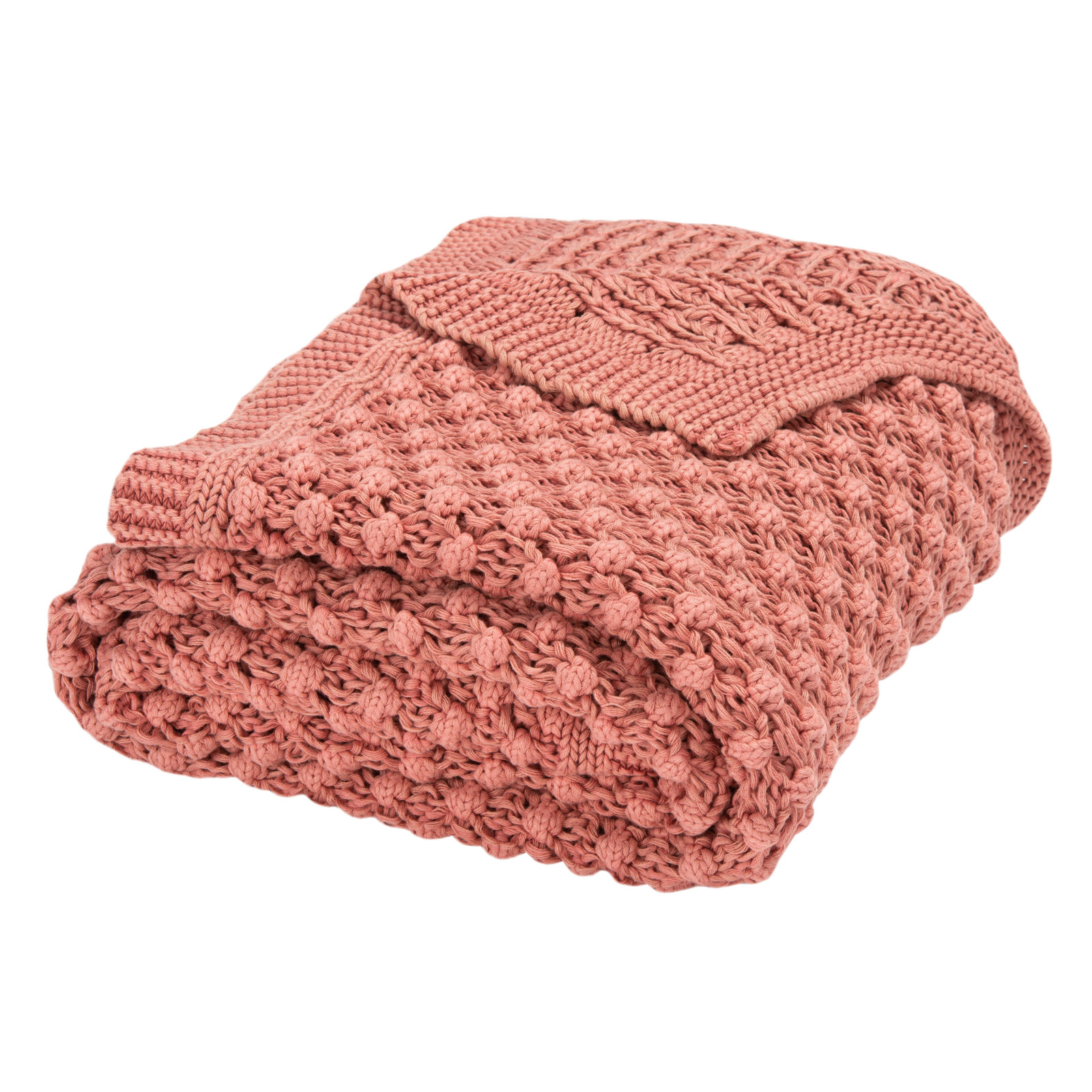 Shasta Cotton Knitted Throw Blanket, Pink