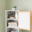 Armoire de rangement pour salle de bain haute avec portes en bambou - naturel / blanc