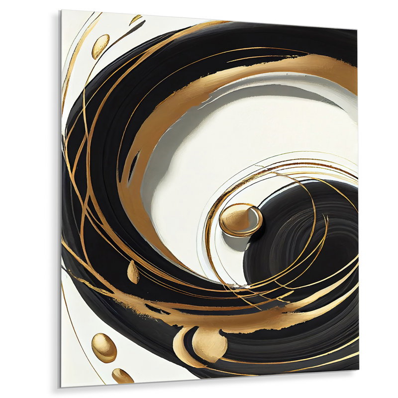 Gold Glamour Circle II - Modern Spiral Metal Wall Art, 20" H x 12" W x 1" D