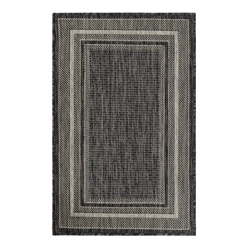 Tapis intérieur / extérieur Sevinc, Rectangle 2 pi x 3 pi 1 po, Black