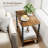Wood Couch Side Table With Storage Shelf, 2-Tier Corner Nightstand For Small Spaces, Bedroom, Living Room, Or Couch Use, Brown Finish