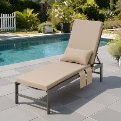 Outdoor Chaise Lounge Cushion with Pocket and Pillow