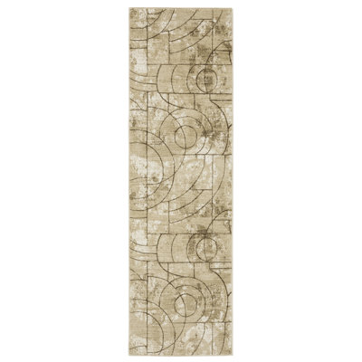 Tapis rayé rayé beige / brun Rayan