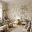 Papier peint floral, décoration murale amovible cerf-1841767193-1841767194