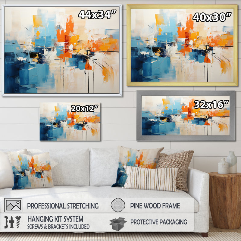 Gerbrand papier Euphoria I - abstrait, collage, toile, art mural, H 34 po x l 44 po x P 1,5 po, Cadre photo noir