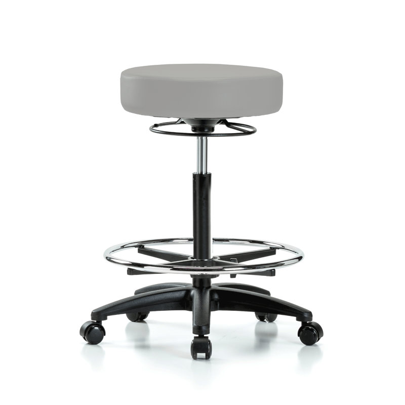 Tabouret pivotant réglable en hauteur à 360 degrés avec anneau de pied PERCH | Hauteur du banc élevé: 24 à 34 po, Chrome