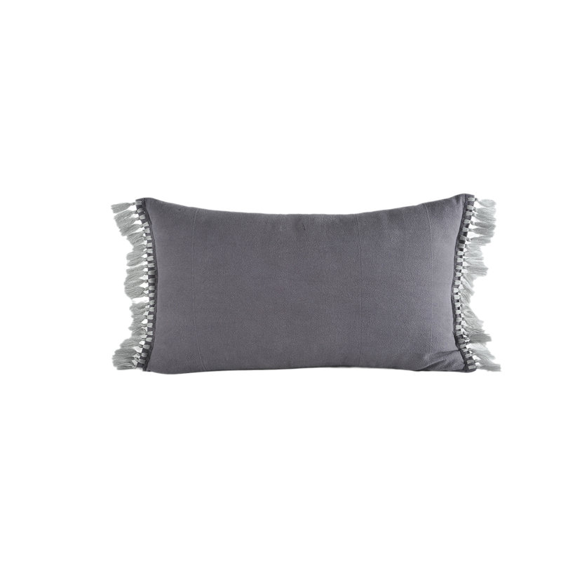 Coussin lombaire en lin et coton avec insert gris 19,7 po x 11,8 po