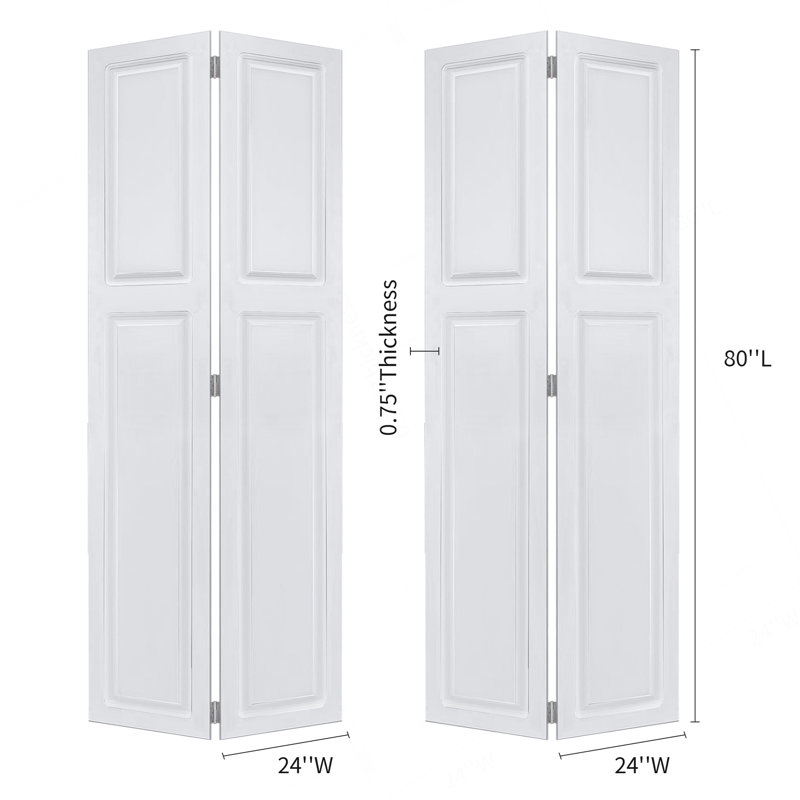 Porte double à 2 panneaux à deux panneaux 3/4 po 24 po x 80 po avec finition en blanc