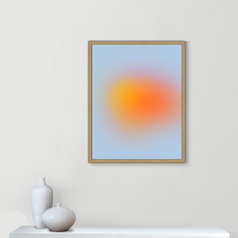 " Neon Orange Glow " by My Mind, Natural Slim Unmatted Picture Framed, 29.5" H x 23.5" W x 1.25" D  