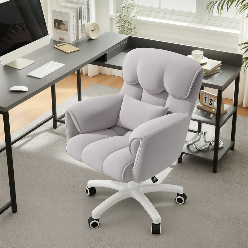 Velvet Office Chair, Grey, White