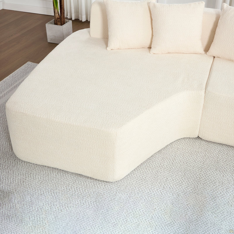 Canapé modulaire à compression avec méridienne confortable, canapé à compression en L irrégulier avec assise profonde