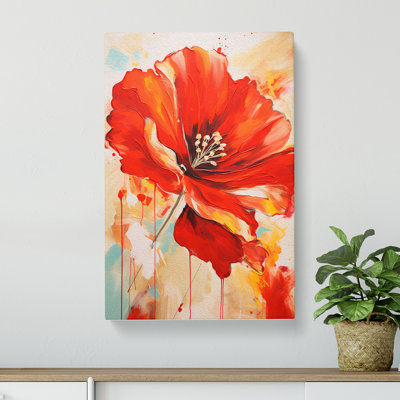 Poppy Flower Expressionism No.2 - Wrapped Canvas