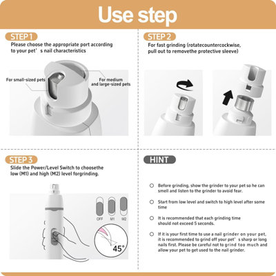 Dogs Hair Clippers Grooming Kit With Nail Grinder, 4 In 1 Cordless Electric Trimmer Low Noise USB Pet Clippers For Dogs Cat,Grooming Paws, Eyes, Ears,