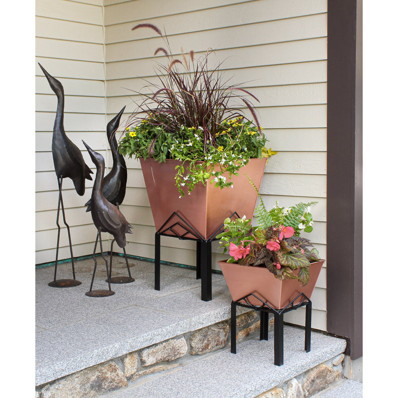 Metal Pot Planter, 23" H x 16.25" W x 16.25" D