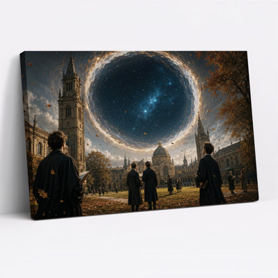 Tableau mural sur toile gothique automnale représentant un tourbillon d'étoiles bleu foncé au-dessus d'une toile représentant un vortex d'étoiles bleu foncé sur fond d'Halloween.