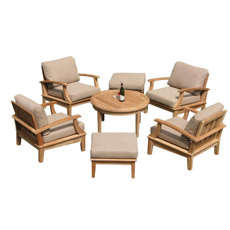 Outdoor 7 - Piece Teak Conversation Set