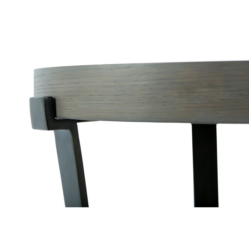 Caribe Solid Wood End Table, Mink Gray, Black