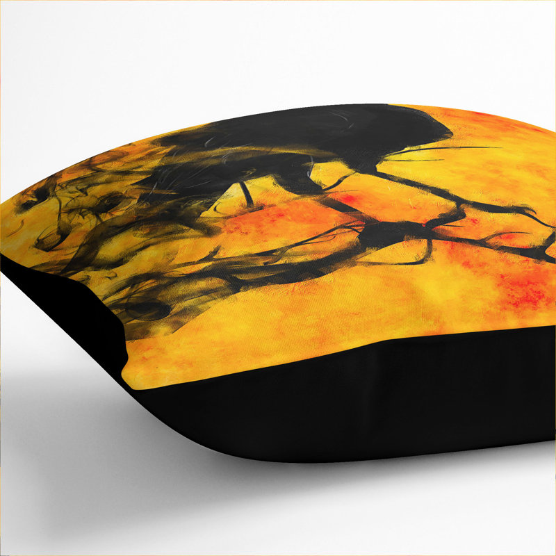 Raven Bird Vol.1 Painting Square Throw Cushion, Black, 40cm H x 40cm W x 15cm D