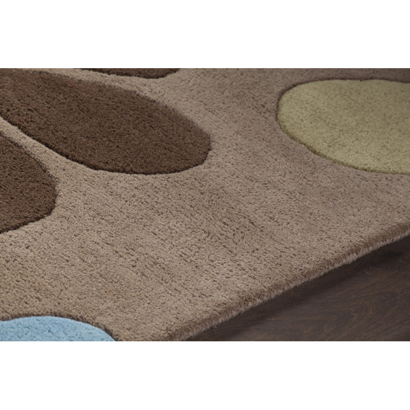 Medford Authentic Hand-Tufted Handmade Taupe, Sky Blue, Sage Green, Chocolate Brown & White Contemporary Oversized Stylized Floral Blooms Wool Area Rug