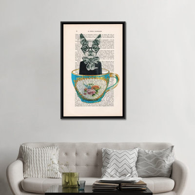 «Vintage Paper Series: Dog in a Cup», impression sur toile