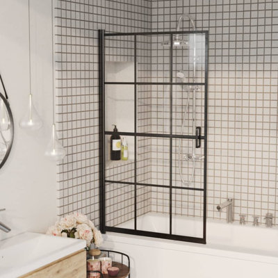 vidaXL Shower Enclosure ESG and aluminum 31.5"x55.1" Transparent and black