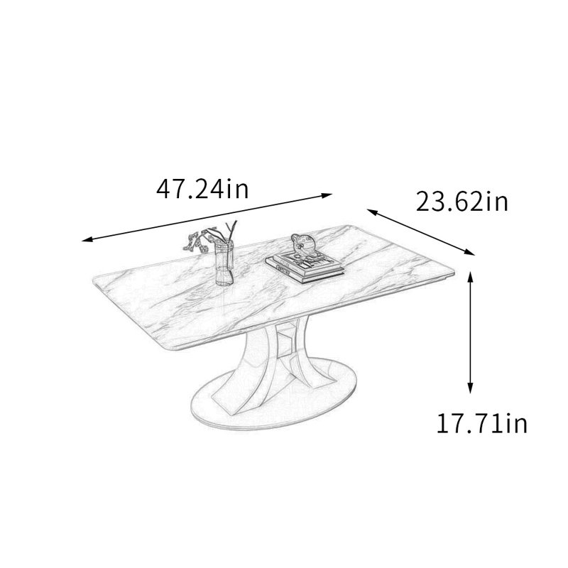 Table basse Home, H 17,71 po x L 47,24 po x l 23,62 po, Blanc / gris clair, Blanc