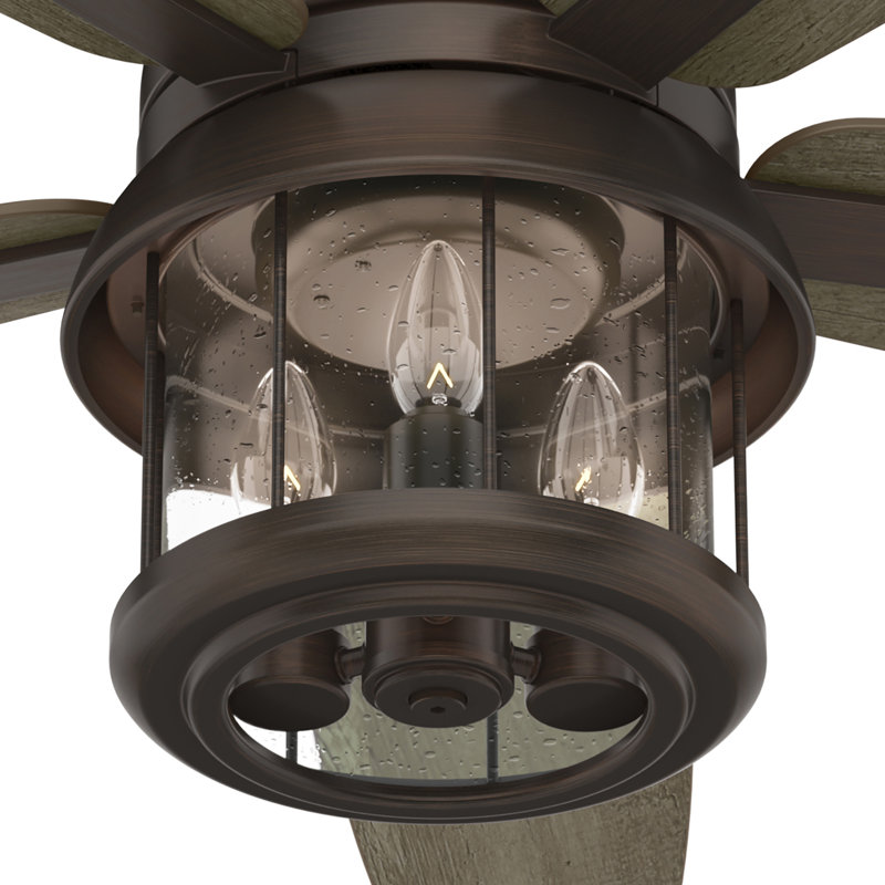 Ventilateur de plafond 52 pales 52 pouces avec télécommande et ensemble d'éclairage inclus Coral Bay, Cuivre délavé