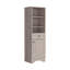 Armoire à linge brûlé, un tiroir, une armoire, plusieurs tablettes, finition gris clair
