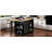 47-inch Extendable Kitchen Island, Rubberwood Top Kitchen Dining Table, with Internal Storage Shelves, Power Outlets, Kitchen Island with 2 Drawers and 2 Cabinets, Black-1348216865