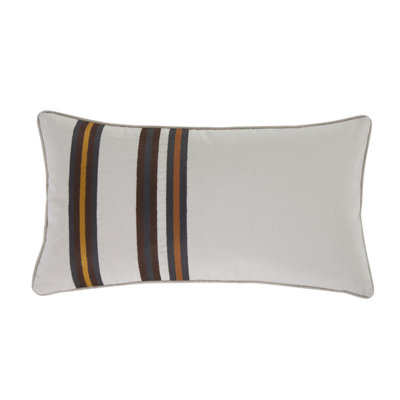 Toluca Canvas Cotton Stripe Embroidered Western Rustic Lodge Style 14 x 26 inch Lumbar Pillow