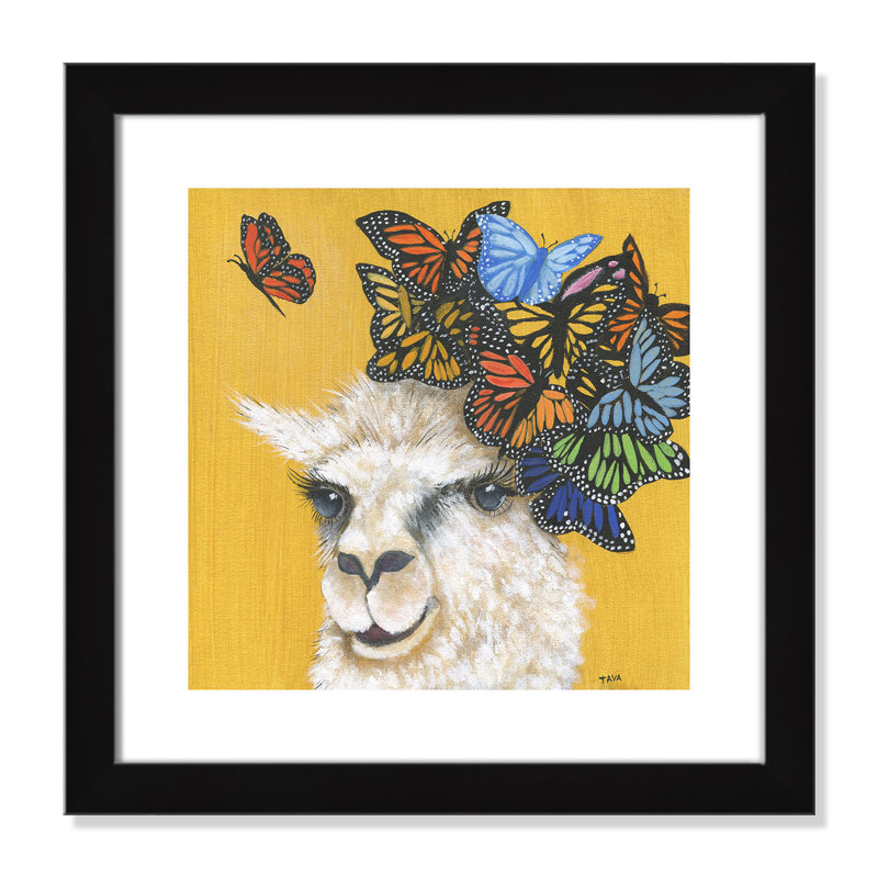 Art sur toile llama, H 18 po x l 18 po x P 0,625 po, Cadre noir