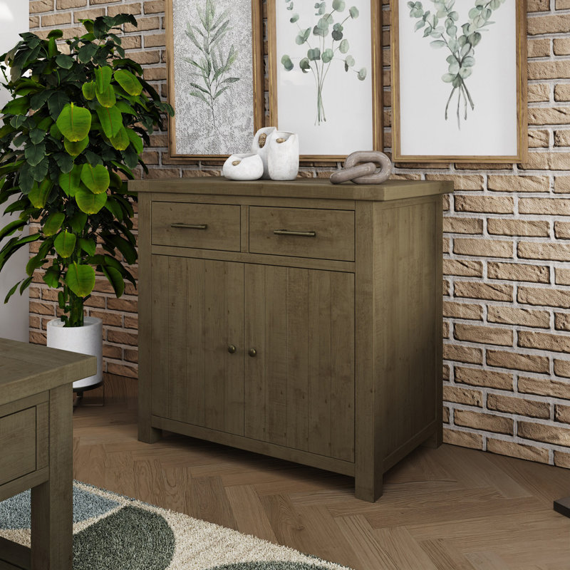 Almerton 2 Door 2 Drawer Compact Sideboard Buffet – Solid Reclaimed Natural Pine. Fully Assembled.