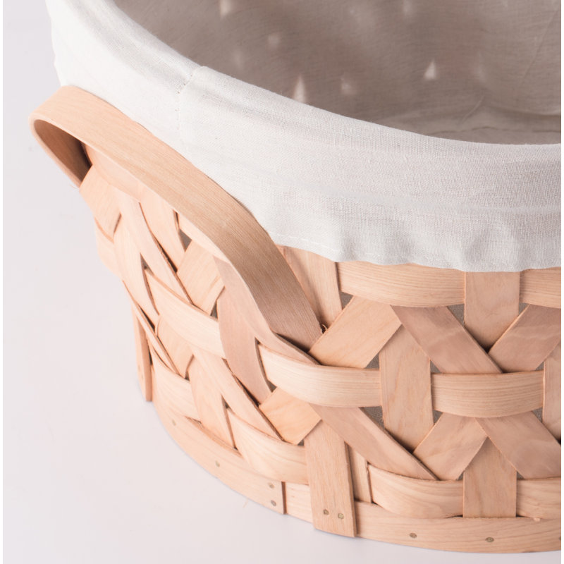 Panier à linge en bois manufacturé rond, H 8 po x l 14 po x P 14 po