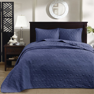 Couvre-lit réversible bleu marine simple - avec du coton prélavé pour une bonne nuit de sommeil