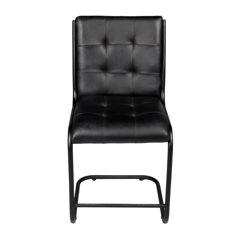 Chaise d'appoint capitonnée en cuir capitonnée noire