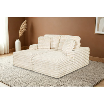 Chaise longue double compressée 2 pièces