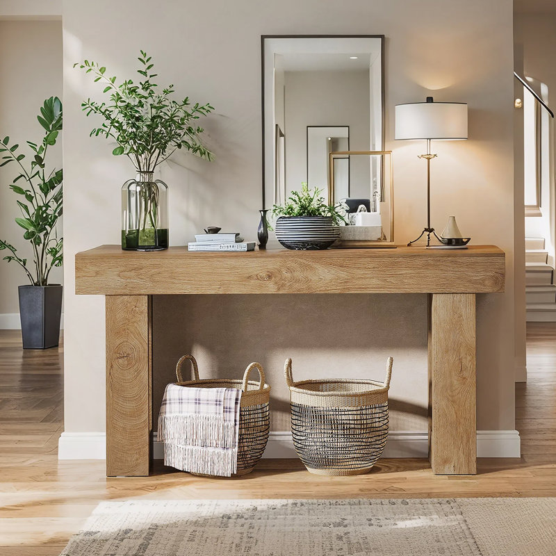 Console 63 pouces Farmhouse, Bois naturel