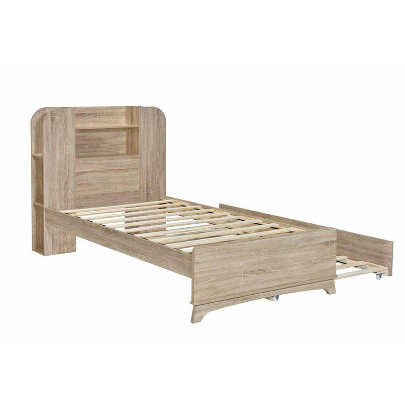 Lit plateforme avec rangement Dailynn, Naturel