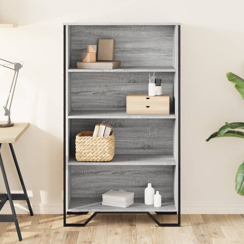Samiria Bookcase, (4 Shelves) 137.5cm H x 80cm W x 31cm D, Grey Sonoma