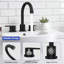 Robinet de lavabo de salle de bain surdimensionné noir mat 2 poignées 8 pouces robinet de lavabo 3 trous 360 ° bec pivotant robinet de lavabo avec ensemble de bonde escamotable