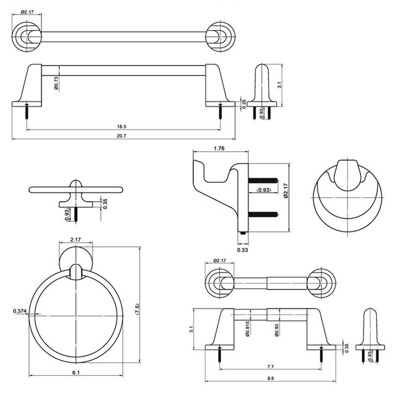 Ensemble de quincaillerie de salle de bain 4 pièces, Nickel brossé