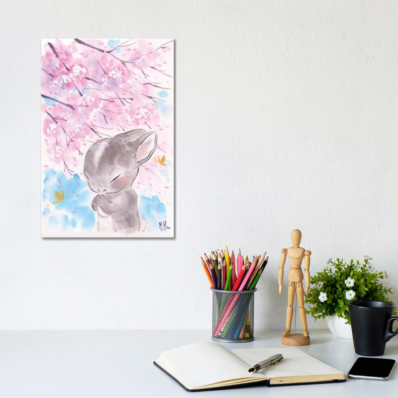 Cherry Blossom Wishes - Cottontail by Martin Hsu - Painting on Canvas, Wrapped Canvas, 152.5 cm H x 101.5 cm W x 3.175 cm D