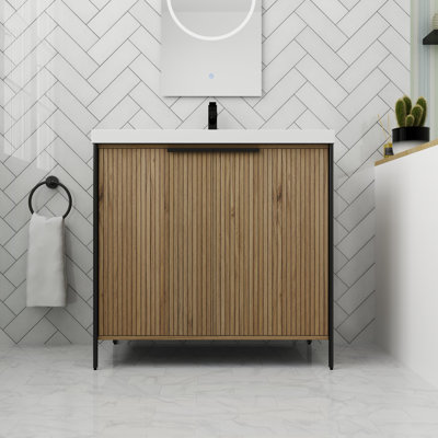 Meuble-lavabo autoportant avec porte à fermeture douce 36 po.