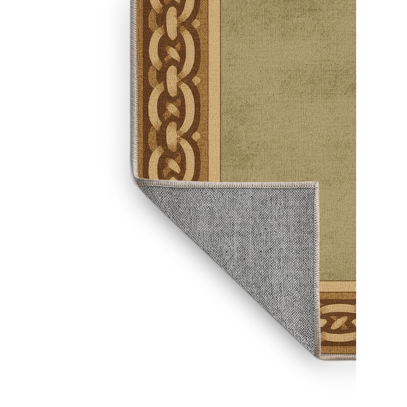Tapis abstrait moderne et contemporain lavable à la machine Aguayo St Patties en brun - reliure beige, 7x9