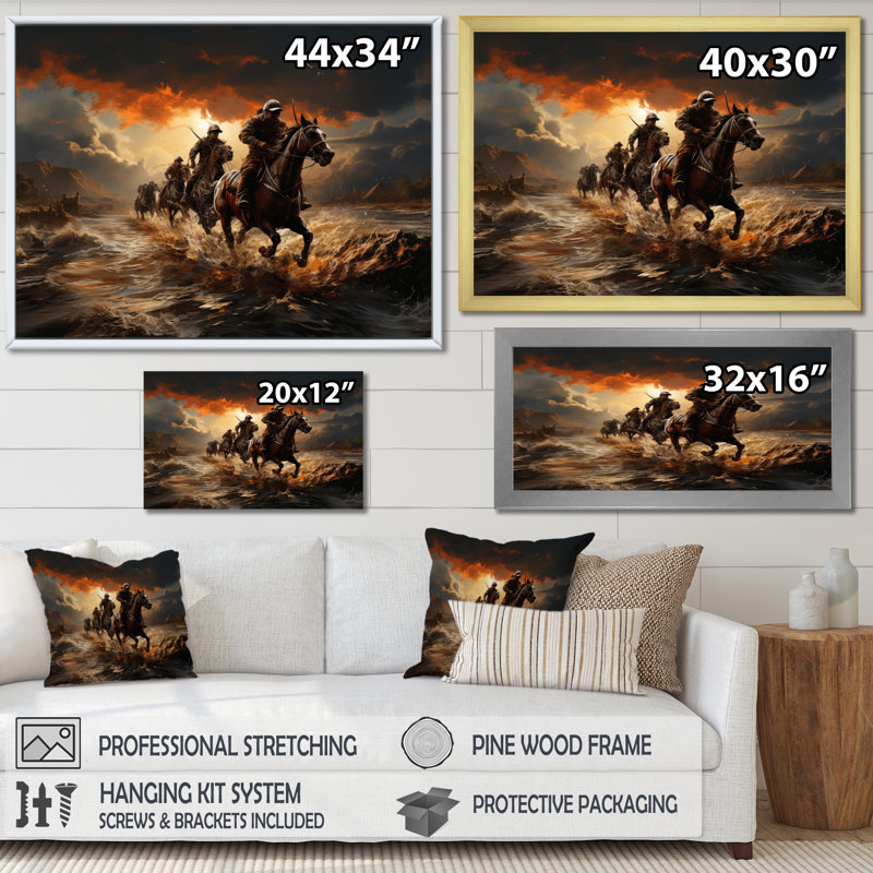 Country Sports Polo Sport II - reproduction sur toile, H 12 po x l 20 po x P 1 po, Cadre photo blanc