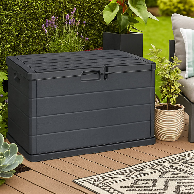 Urbn-Living 78cm W 200L Polypropylene Lockable Deck Box in Black